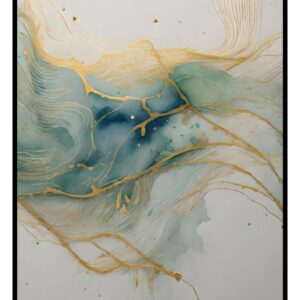 Framed Canvas Print - Abstract Green & Gold 9