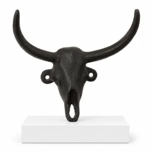 Brown Hook Bull Skull 15X16 cm