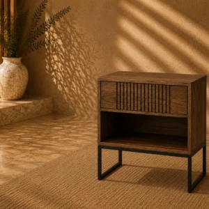 Dna Fluted Drawer With Open Shelf Bedside table