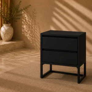 DNA Satin Black Bedside Table