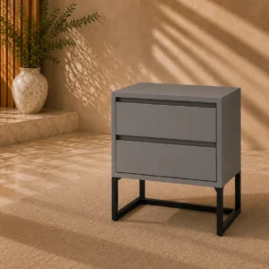 DNA Satin Grey Bedside Table