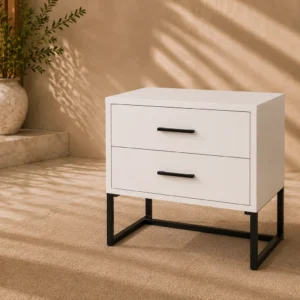 DNA Satin White/Black Bedside Table
