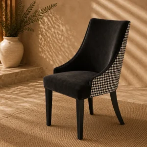 Hope Dining Chair - Black/Velvet Houndstooth