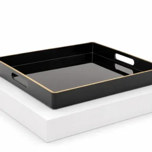Black/Gold Rect Tray 40x26x4cm