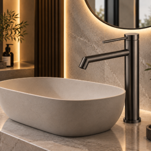 Evon Gunmetal - Bath/Shower Undertile Long Body Mixer